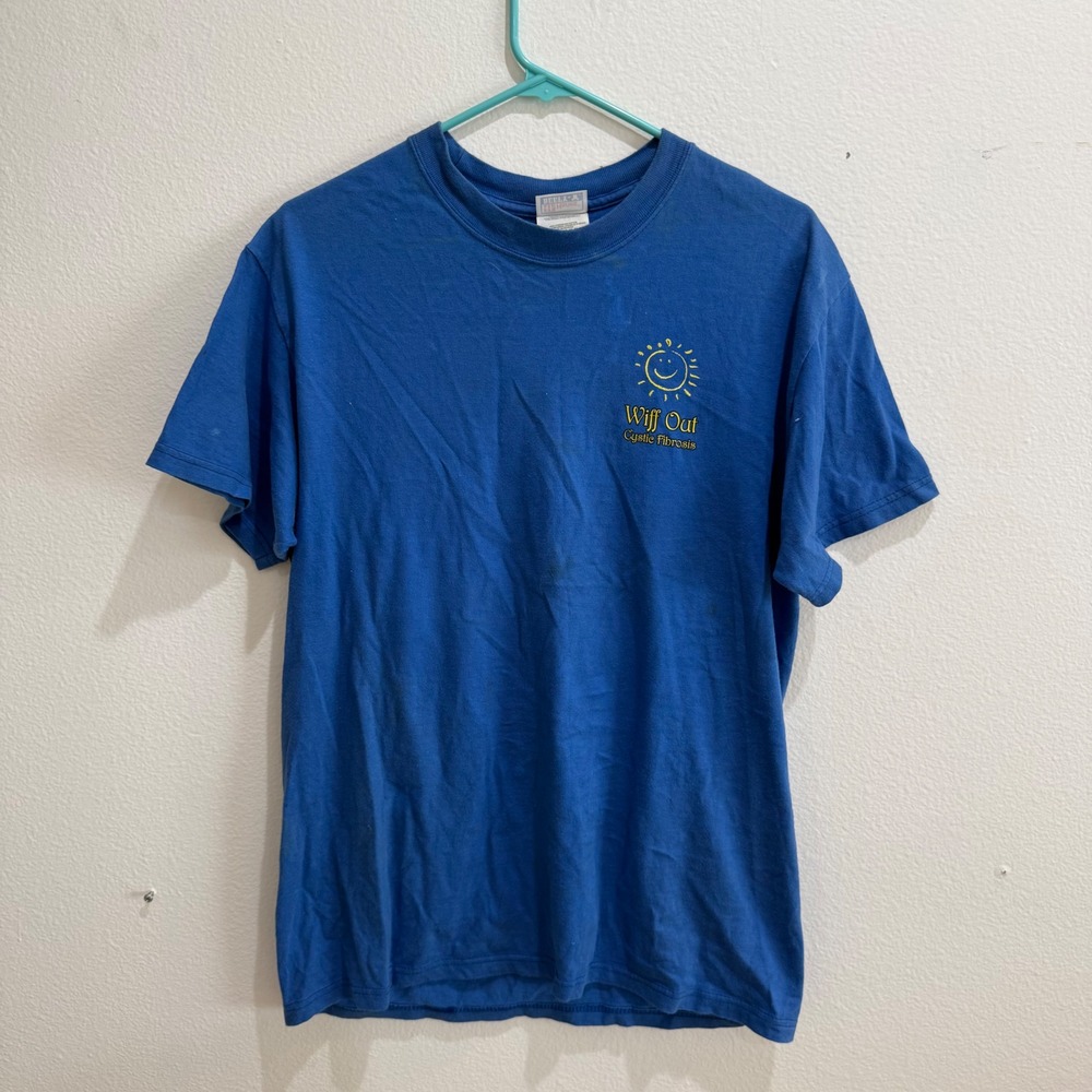 Vintage 2001 Hanes Beefy-T Wiff Out Cystic Fibrosis Blue Graphic T-Shirt Mens M